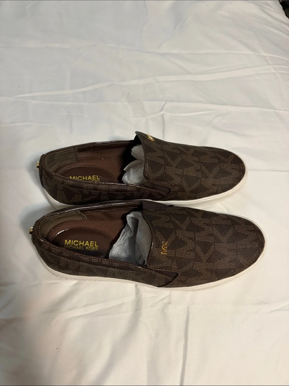 Michael Kors Brown Logo Slip-On Shoes
